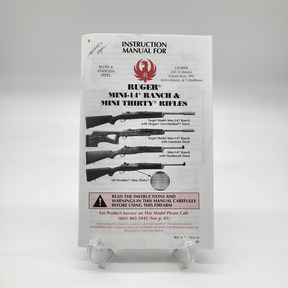 Ruger Instruction Manual For A Ruger Mini-14 Ranch & Mini Thirty Rifles
